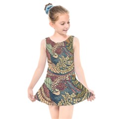 Wings-feathers-cubism-mosaic Kids  Skater Dress Swimsuit by Bedest