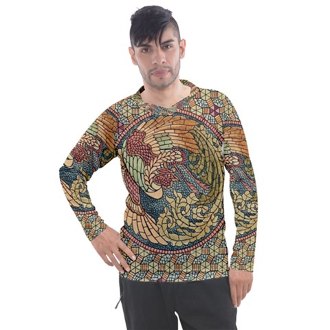 Wings-feathers-cubism-mosaic Men s Pique Long Sleeve T-shirt by Bedest