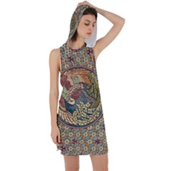 Wings-feathers-cubism-mosaic Racer Back Hoodie Dress by Bedest