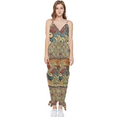 Wings-feathers-cubism-mosaic Sleeveless Tie Ankle Chiffon Jumpsuit by Bedest