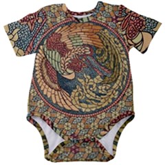 Wings-feathers-cubism-mosaic Baby Short Sleeve Bodysuit by Bedest