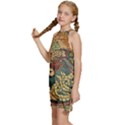 Wings-feathers-cubism-mosaic Kids  Halter Collar Waist Tie Chiffon Dress View2