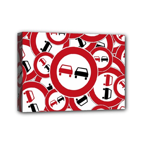 Overtaking-traffic-sign Mini Canvas 7  X 5  (stretched) by Bedest