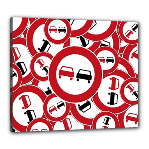 Overtaking-traffic-sign Canvas 24  X 20  (stretched) by Bedest