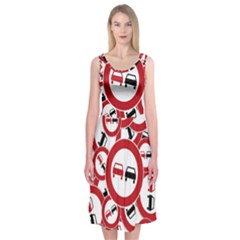 Overtaking-traffic-sign Midi Sleeveless Dress by Bedest