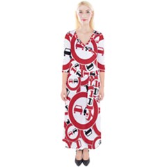 Overtaking-traffic-sign Quarter Sleeve Wrap Maxi Dress by Bedest