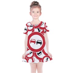 Overtaking-traffic-sign Kids  Simple Cotton Dress by Bedest