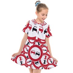 Overtaking-traffic-sign Kids  Short Sleeve Shirt Dress by Bedest