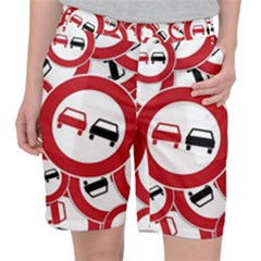 Overtaking-traffic-sign Women s Pocket Shorts by Bedest