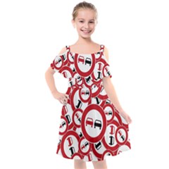 Overtaking-traffic-sign Kids  Cut Out Shoulders Chiffon Dress by Bedest