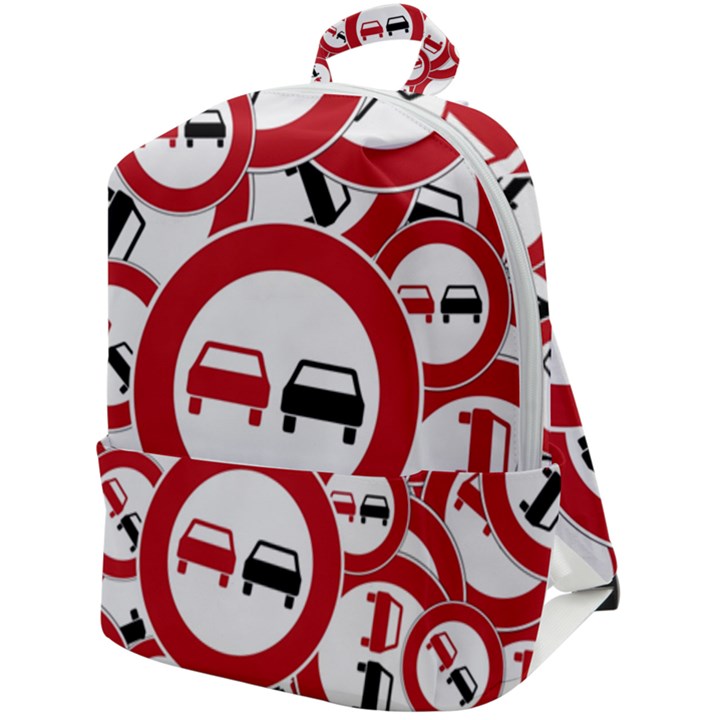 Overtaking-traffic-sign Zip Up Backpack