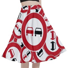 Overtaking-traffic-sign A-line Full Circle Midi Skirt With Pocket by Bedest