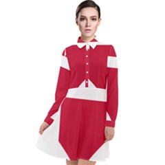 Heart-love-flag-denmark-red-cross Long Sleeve Chiffon Shirt Dress by Bedest