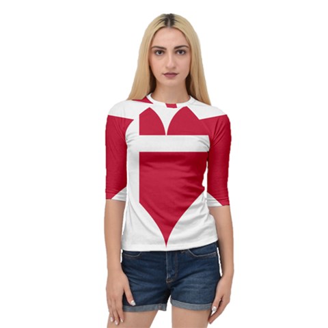 Heart-love-flag-denmark-red-cross Quarter Sleeve Raglan T-shirt by Bedest