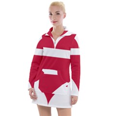 Heart-love-flag-denmark-red-cross Women s Long Sleeve Casual Dress by Bedest