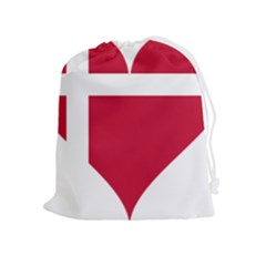 Heart-love-flag-denmark-red-cross Drawstring Pouch (xl) by Bedest