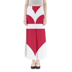 Heart-love-flag-denmark-red-cross Full Length Maxi Skirt by Bedest