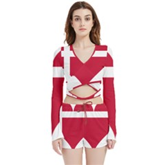 Heart-love-flag-denmark-red-cross Velvet Wrap Crop Top And Shorts Set by Bedest