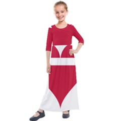 Heart-love-flag-denmark-red-cross Kids  Quarter Sleeve Maxi Dress