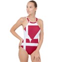 Heart-love-flag-denmark-red-cross High Neck One Piece Swimsuit View1