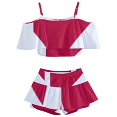 Heart-love-flag-denmark-red-cross Kids  Off Shoulder Skirt Bikini by Bedest