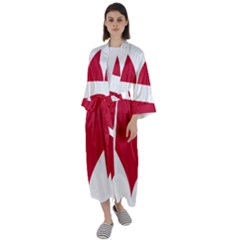 Heart-love-flag-denmark-red-cross Maxi Satin Kimono by Bedest