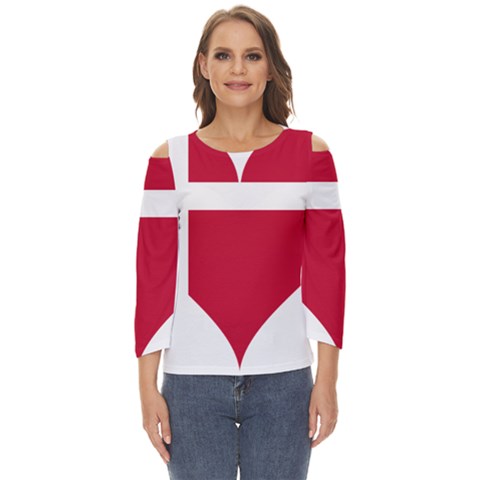 Heart-love-flag-denmark-red-cross Cut Out Wide Sleeve Top by Bedest