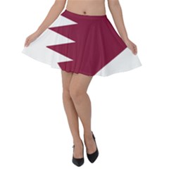 Heart-love-flag-qatar Velvet Skater Skirt by Bedest