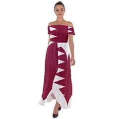 Heart-love-flag-qatar Off Shoulder Open Front Chiffon Dress by Bedest