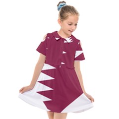 Heart-love-flag-qatar Kids  Short Sleeve Shirt Dress by Bedest