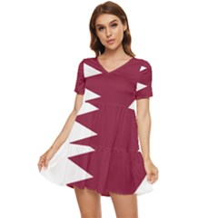 Heart-love-flag-qatar Tiered Short Sleeve Babydoll Dress by Bedest