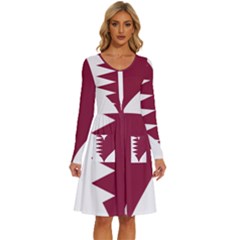 Heart-love-flag-qatar Long Sleeve Dress With Pocket by Bedest