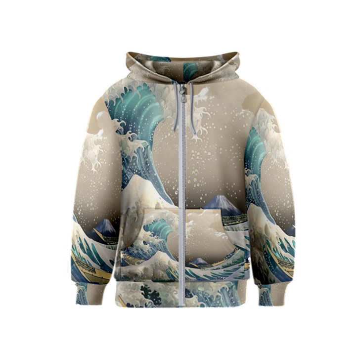 Japanese Wave Kids  Zipper Hoodie