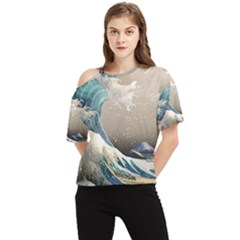 Japanese Wave One Shoulder Cut Out T-shirt by Cowasu