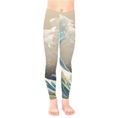 Japanese Wave Kids  Classic Winter Leggings by Cowasu