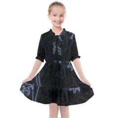 Vapor Wave Aesthetic Art Neon Asian Kanagawa Japanese Kids  All Frills Chiffon Dress by Cowasu