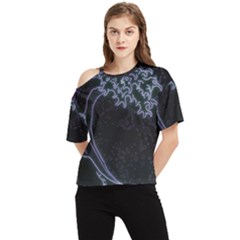 Vapor Wave Aesthetic Art Neon Asian Kanagawa Japanese One Shoulder Cut Out T-shirt by Cowasu