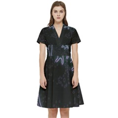 Vapor Wave Aesthetic Art Neon Asian Kanagawa Japanese Short Sleeve Waist Detail Dress by Cowasu