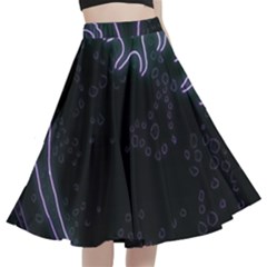 Vapor Wave Aesthetic Art Neon Asian Kanagawa Japanese A-line Full Circle Midi Skirt With Pocket by Cowasu