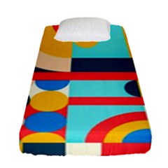 Geometric Shape Colorful Abstract Wave Fitted Sheet (single Size) by Cowasu