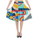 Geometric Shape Colorful Abstract Wave Flared Midi Skirt View1