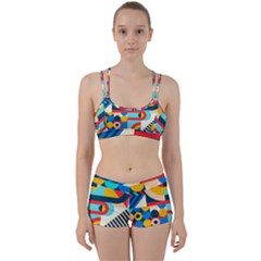 Geometric Shape Colorful Abstract Wave Perfect Fit Gym Set by Cowasu