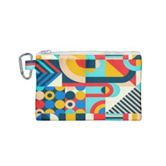 Geometric Shape Colorful Abstract Wave Canvas Cosmetic Bag (small) by Cowasu