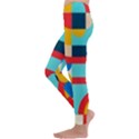 Geometric Shape Colorful Abstract Wave Kids  Lightweight Velour Leggings View2