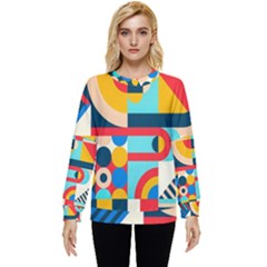 Geometric Shape Colorful Abstract Wave Hidden Pocket Sweatshirt by Cowasu