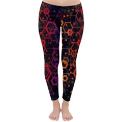 Abstract Red Geometric Classic Winter Leggings by Cowasu