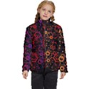 Abstract Red Geometric Kids  Puffer Bubble Jacket Coat View1