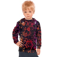 Abstract Red Geometric Kids  Hooded Pullover by Cowasu