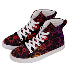 Abstract Red Geometric Women s Hi-top Skate Sneakers by Cowasu