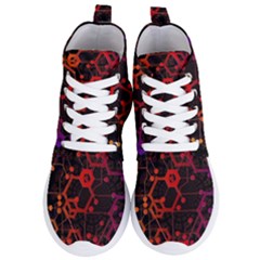 Abstract Red Geometric Women s Lightweight High Top Sneakers by Cowasu